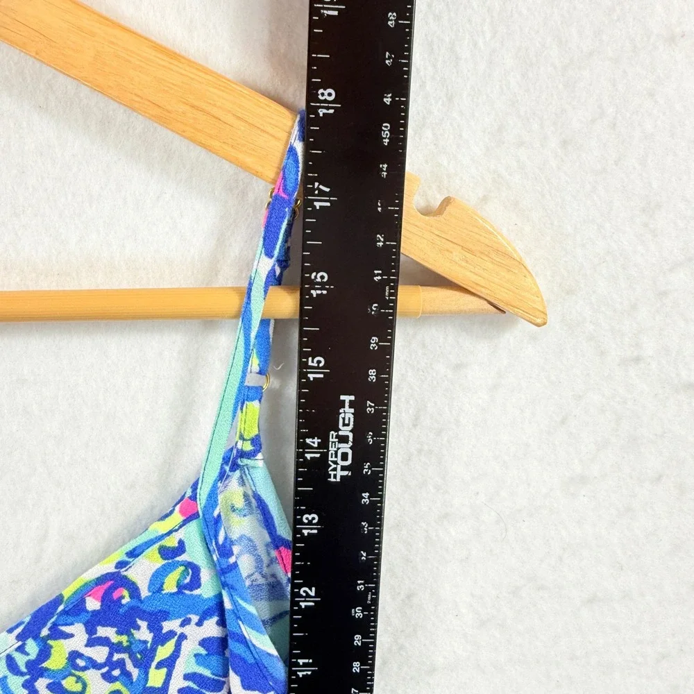 Lilly Pulitzer Ceviche Ramona Top Women 0 Blue Pink Tassel Beachy Coastal Preppy